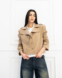 CROPPED OVERSIZE BLAZER-CAFE