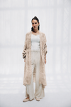 CRINKLE EMBROIDERY LONG CARDIGAN -Beige