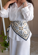 Arabesque Ivory Satin Long Scarf