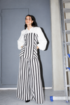 STRIPED WIDE LEG PANTS -WHITE