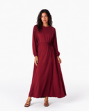 SOFT SILHOUETTE DRESS -MAROON
