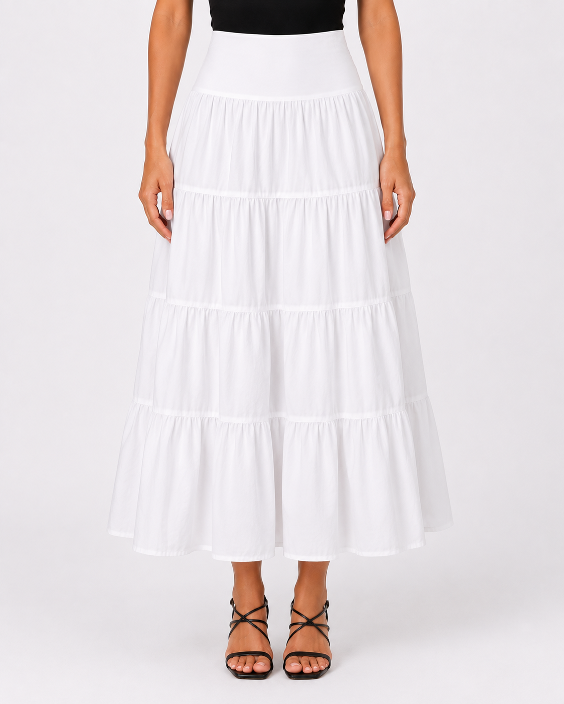 Velora Tiered Skirt in Off White | Voile – Pistage