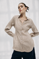 FITTED PURE LINEN SHIRT -Beige