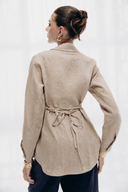 FITTED PURE LINEN SHIRT -Beige