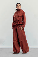DRAWSTRING SUEDE JACKET -OLIVE