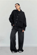 OVERSIZED DENIM JACKET -BLACK