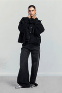 OVERSIZED DENIM JACKET -BLACK