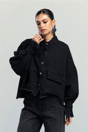 OVERSIZED DENIM JACKET -BLACK