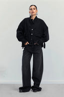 OVERSIZED DENIM JACKET -BLACK