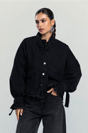 OVERSIZED DENIM JACKET -BLACK