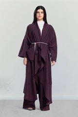 TENCEL DRAPED CARDIGAN -MAROON