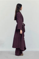 TENCEL DRAPED CARDIGAN -MAROON