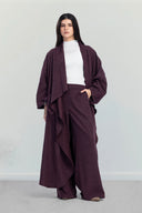 WIDE-LEG TENCEL PANTS -MAROON