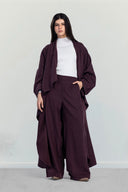 WIDE-LEG TENCEL PANTS -MAROON