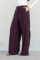 WIDE-LEG TENCEL PANTS -MAROON