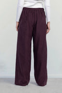 WIDE-LEG TENCEL PANTS -MAROON
