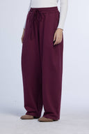 STRAIGHT-LEG PINTUCK PANTS -MAROON