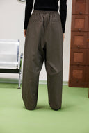 PLAID BALLOON TROUSERS -BROWN