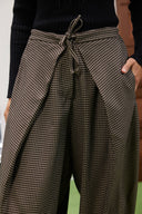 PLAID BALLOON TROUSERS -BROWN