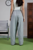 STRAIGHT-LEG PINTUCK PANTS -GRAY