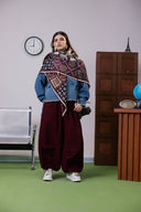 LAYERED LINEN BALLOON PANTS -MAROON