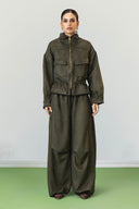 BALLOON SUEDE PANTS -OLIVE