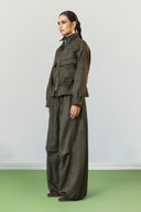BALLOON SUEDE PANTS -OLIVE