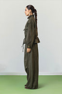BALLOON SUEDE PANTS -OLIVE