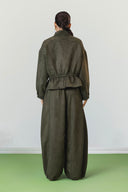 BALLOON SUEDE PANTS -OLIVE