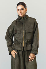 DRAWSTRING SUEDE JACKET -HAVAN