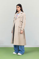 Belted Utility Trench Coat -Beige