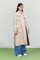 Belted Utility Trench Coat -Beige
