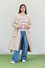 Belted Utility Trench Coat -Beige