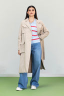 Belted Utility Trench Coat -Beige