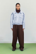 STRIPED UTILITY JACKET -BABY BLUE