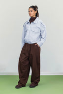 STRIPED UTILITY JACKET -BABY BLUE