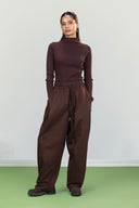 ESSENTIAL RIBBED TOP -BROWN