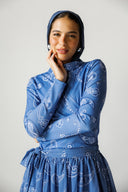 TULLE LAYERED SWIM HIJAB - BLUE BLACK