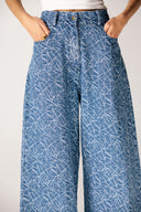 GEOMETRIC DENIM PANTS - ICED