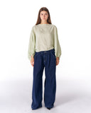 Oversized Boat-Neck Blouse -MINT GREEN