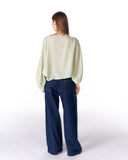 Oversized Boat-Neck Blouse -MINT GREEN