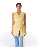 Sleeveless Wrap VEST -BUTTER YELLOW