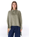HIGH LOW LINEN SHIRT -OLIVE