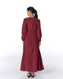 SOFT SILHOUETTE DRESS -MAROON