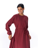 SOFT SILHOUETTE DRESS -MAROON