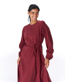 SOFT SILHOUETTE DRESS -MAROON