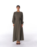 SOFT SILHOUETTE DRESS -OLIVE