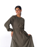 SOFT SILHOUETTE DRESS -OLIVE