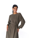 SOFT SILHOUETTE DRESS -OLIVE