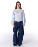 Oversized Boat-Neck Blouse -BABY BLUE